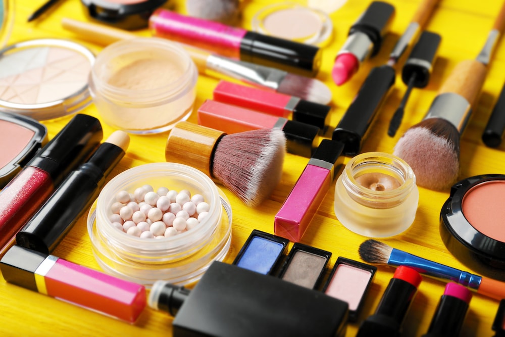 cosmetics on a table