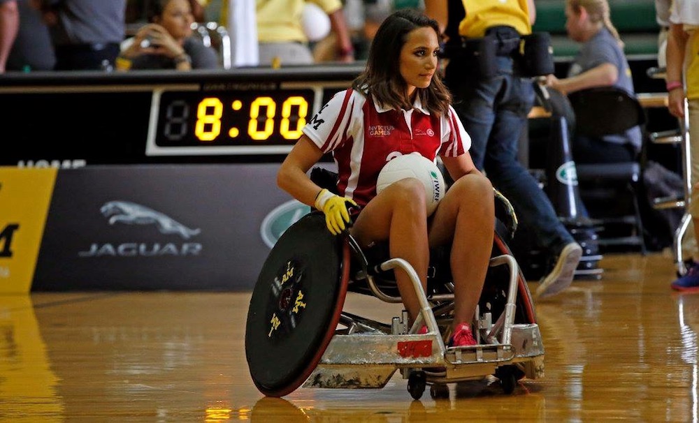 Laura playing wheelchair rugby
