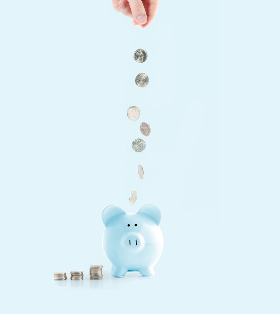 coins in piggy bank
