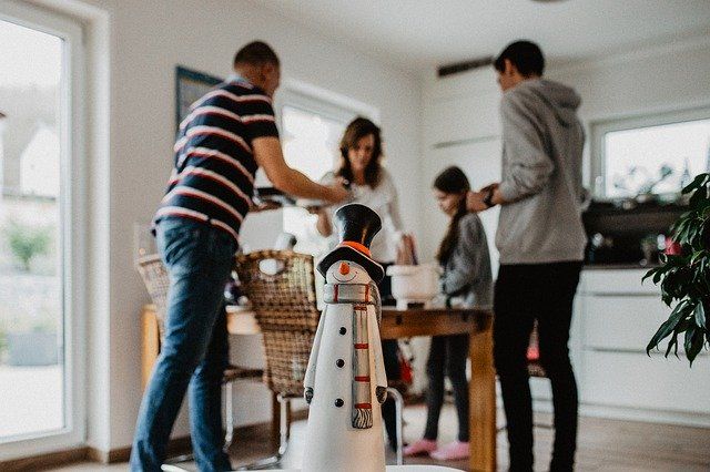 A family set the table together for Christmas