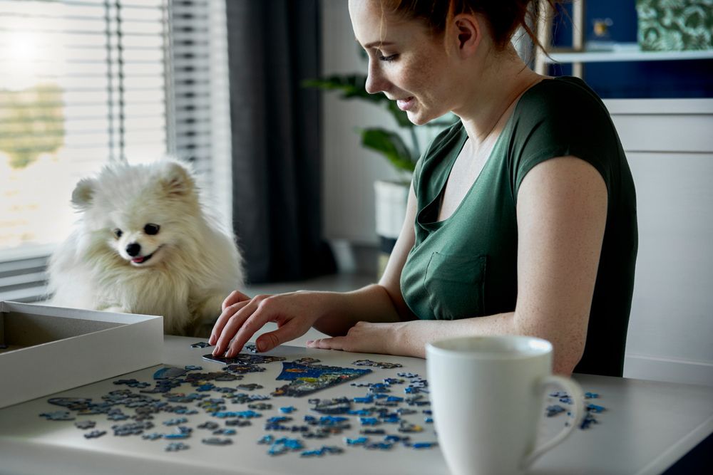Woman doing a puzzle